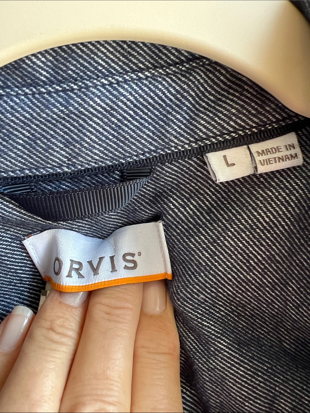 Orvis Pearl Snap Long-Sleeve stretch Denim Look Button-Down Shirt - Indigo Blue - Picture 2 of 10